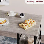 Ensemble Table de Cuisine, Table à Manger et 2 Chaises de Bar Rembourrées avec 3 Grandes Étagères de Rangement, Ensemble de Table en Bois pour Petits Espaces, Appartement, Maison