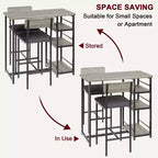 Ensemble Table de Cuisine, Table à Manger et 2 Chaises de Bar Rembourrées avec 3 Grandes Étagères de Rangement, Ensemble de Table en Bois pour Petits Espaces, Appartement, Maison