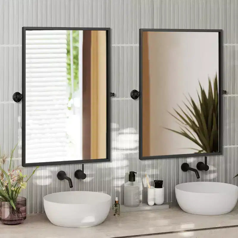 Miroir de courtoisie Dovelina avec cadre en métal pour salle de bain
