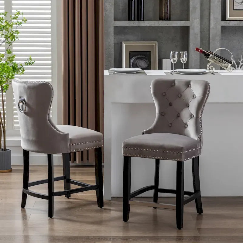 Tabouret de comptoir Carter 24 Wingback capitonné avec clous (lot de 2)