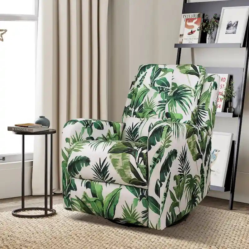 Fauteuil inclinable pivotant manuel Arlette contemporain à fleurs avec dossier capitonné