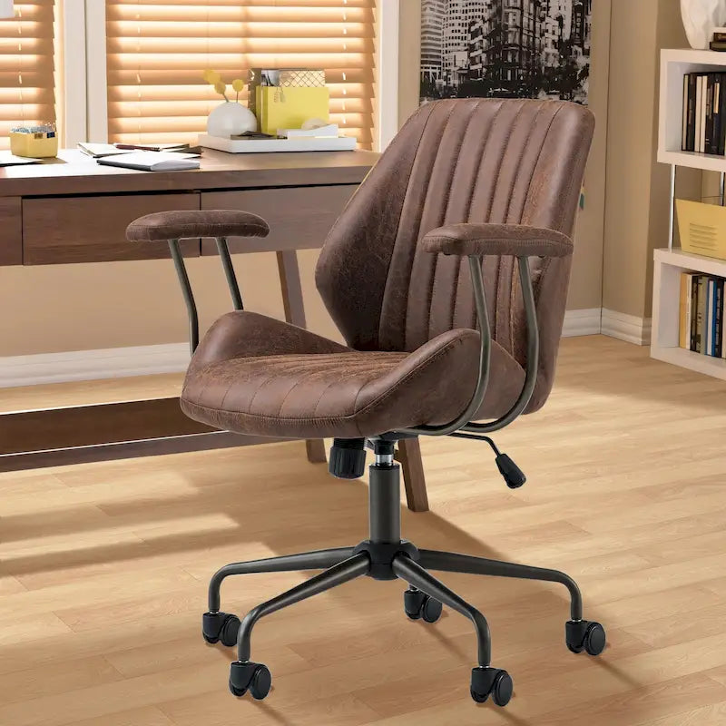 Chaise de Bureau Ergonomique en Tissu Suédé OVIOS avec Support Lombaire