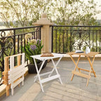 Lot de 2 tables d'appoint pliantes portables en bois massif - Flora Home