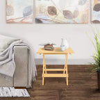 Lot de 2 tables d'appoint pliantes portables en bois massif - Flora Home
