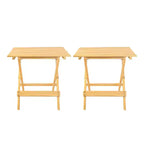 2pc Solid Wood Portable Folding Side Table Set - Flora Home