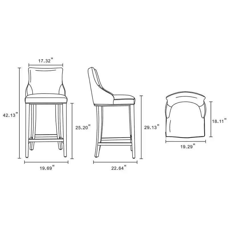 Lot de 3 tabourets de bar rembourrés en similicuir Shubert Modern de Manhattan Comfort