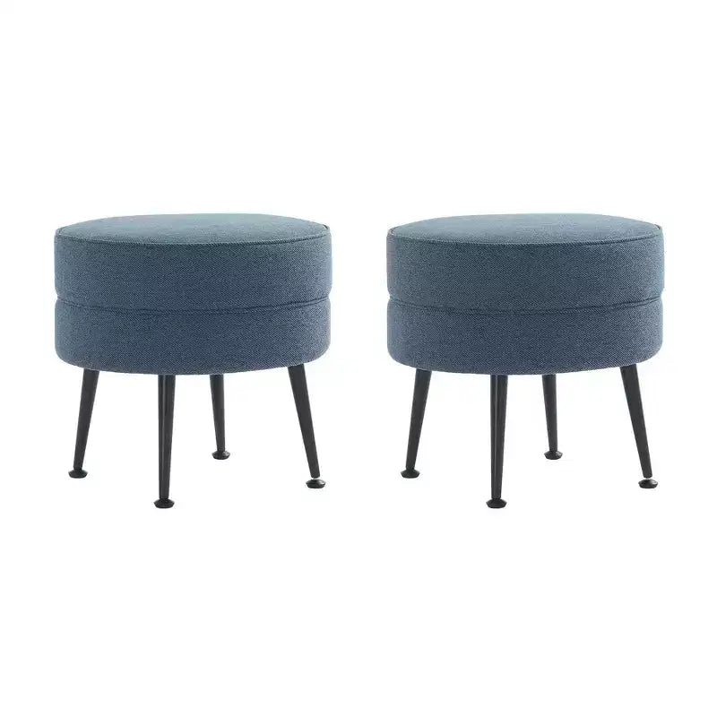 Manhattan Comfort Lot de 2 poufs tapissés en mélange de polyester tissé Bailey