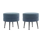 Manhattan Comfort Lot de 2 poufs tapissés en mélange de polyester tissé Bailey