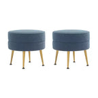 Manhattan Comfort Lot de 2 poufs tapissés en mélange de polyester tissé Bailey