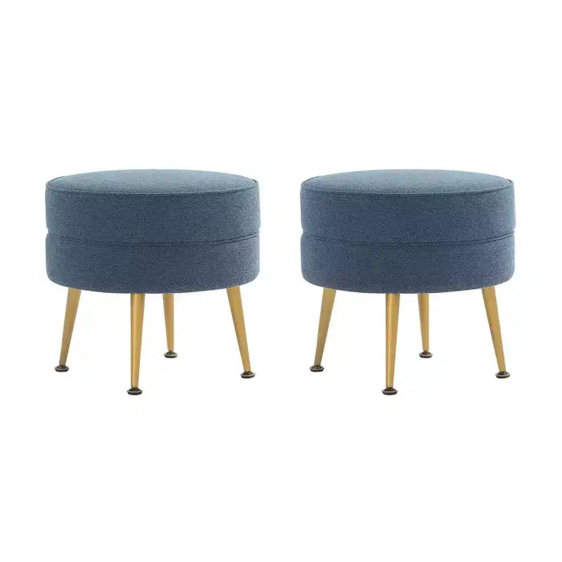 Manhattan Comfort Lot de 2 poufs tapissés en mélange de polyester tissé Bailey