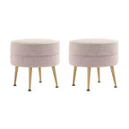 Manhattan Comfort Lot de 2 poufs tapissés en mélange de polyester tissé Bailey