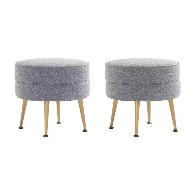 Manhattan Comfort Lot de 2 poufs tapissés en mélange de polyester tissé Bailey