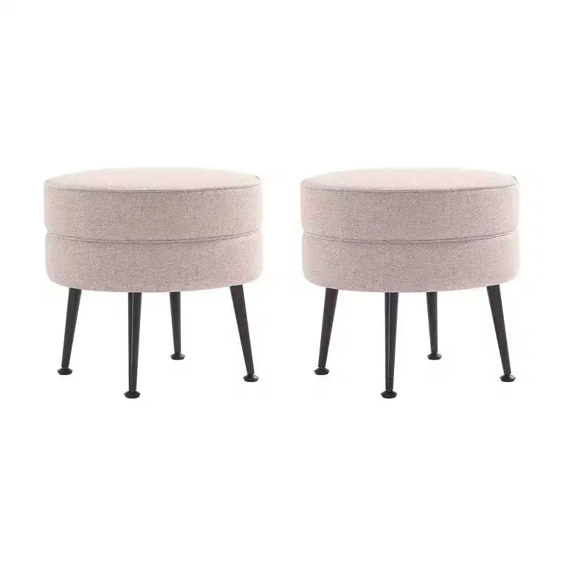 Manhattan Comfort Lot de 2 poufs tapissés en mélange de polyester tissé Bailey