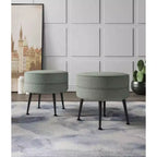 Manhattan Comfort Lot de 2 poufs tapissés en mélange de polyester tissé Bailey