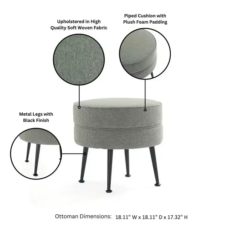 Manhattan Comfort Lot de 2 poufs tapissés en mélange de polyester tissé Bailey