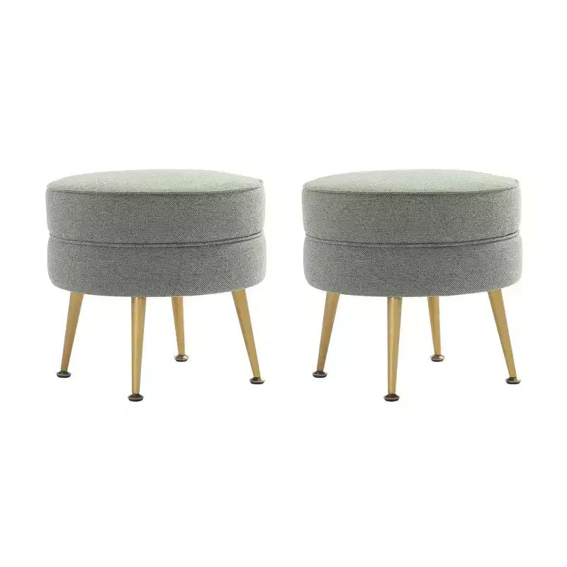 Manhattan Comfort Lot de 2 poufs tapissés en mélange de polyester tissé Bailey