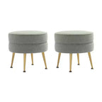 Manhattan Comfort Lot de 2 poufs tapissés en mélange de polyester tissé Bailey