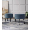 Manhattan Comfort Lot de 2 poufs tapissés en mélange de polyester tissé Bailey