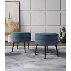Manhattan Comfort Lot de 2 poufs tapissés en mélange de polyester tissé Bailey