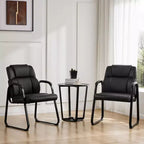 JIONJOY Chaises de salle d'attente en similicuir, ensemble de 4 | Noir