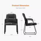 JIONJOY Chaises de salle d'attente en similicuir, ensemble de 4 | Noir