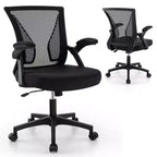 Costway Adjustable Ergonomic Office Chair with Flip-Up Armrests 30 Rocking Backrest Black