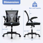 Chaise de bureau ergonomique réglable Costway avec accoudoirs relevables et dossier inclinable à 30°, Noir