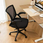 Chaise de bureau ergonomique réglable Costway avec accoudoirs relevables et dossier inclinable à 30°, Noir