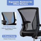 Chaise de bureau ergonomique réglable Costway avec accoudoirs relevables et dossier inclinable à 30°, Noir