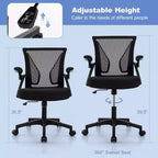 Chaise de bureau ergonomique réglable Costway avec accoudoirs relevables et dossier inclinable à 30°, Noir