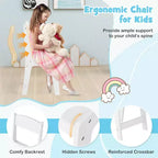 Costway Coiffeuse et chaise pour enfants 2-en-1, ensemble de jeu de rôle Princesse Maquillage, rose/blanc