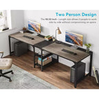 Tribesigns Bureau Double 230 cm avec Étagère de Rangement, Bureau d'Ordinateur Deux Personnes pour Bureau à Domicile