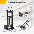 Diable convertible 3-en-1 Costway avec 4 roues en caoutchouc, capacité de charge maximale de 450 kg