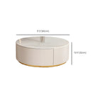 Table basse ronde moderne blanche avec tiroir en bois
