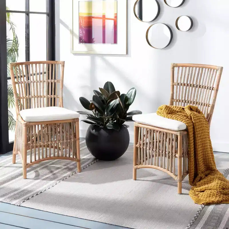Fauteuil d'appoint Erika en rotin avec coussin - ACH6511 - Lot de 2 - Safavieh
