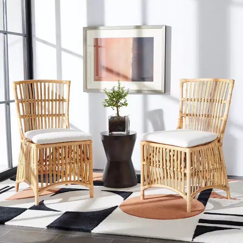 Fauteuil d'appoint Erika en rotin avec coussin - ACH6511 - Lot de 2 - Safavieh