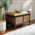 Banc de rangement SAFAVIEH Vasilija en étain antique/frêne clair – 33 x 15.7 x 20 – 33Lx16Px20H