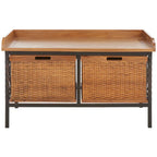 Banc de rangement SAFAVIEH Vasilija en étain antique/frêne clair – 33 x 15.7 x 20 – 33Lx16Px20H
