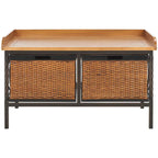 Banc de rangement SAFAVIEH Vasilija en étain antique/frêne clair – 33 x 15.7 x 20 – 33Lx16Px20H