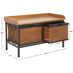 Banc de rangement SAFAVIEH Vasilija en étain antique/frêne clair – 33 x 15.7 x 20 – 33Lx16Px20H