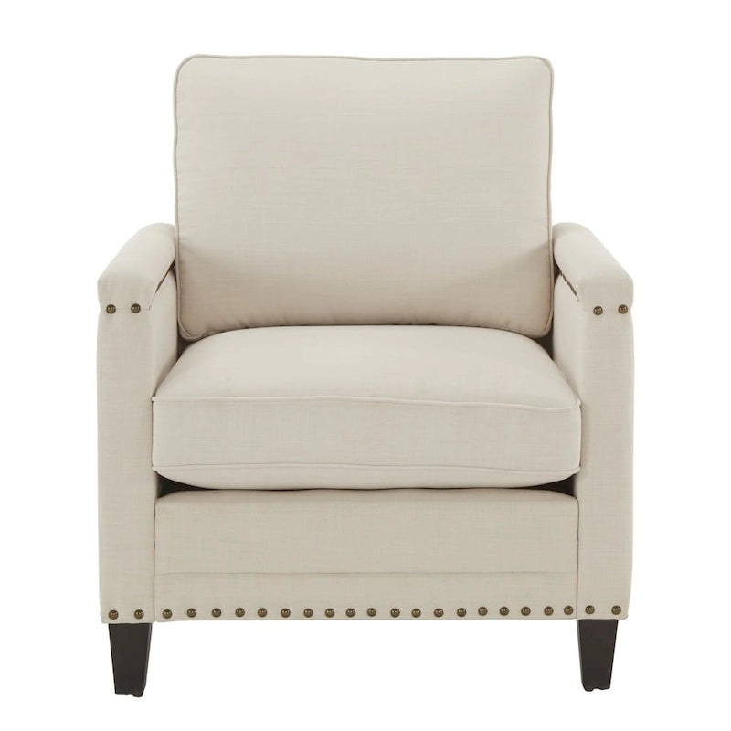 Chaise en tissu ivoire Stoddard avec clous décoratifs par iNSPIRE Q Artisan