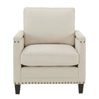 Chaise en tissu ivoire Stoddard avec clous décoratifs par iNSPIRE Q Artisan