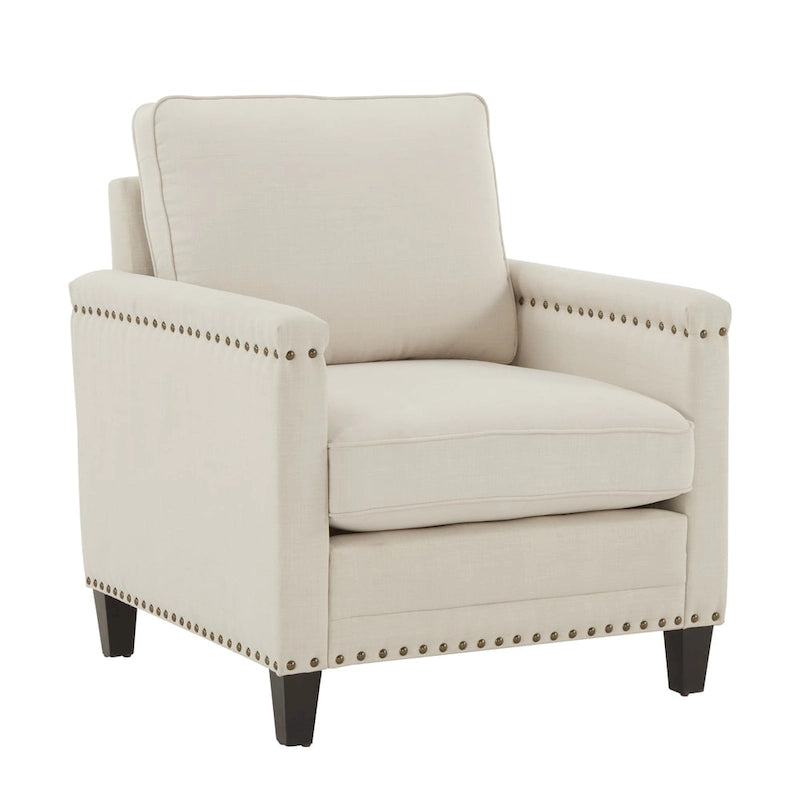 Chaise en tissu ivoire Stoddard avec clous décoratifs par iNSPIRE Q Artisan