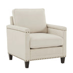 Chaise en tissu ivoire Stoddard avec clous décoratifs par iNSPIRE Q Artisan
