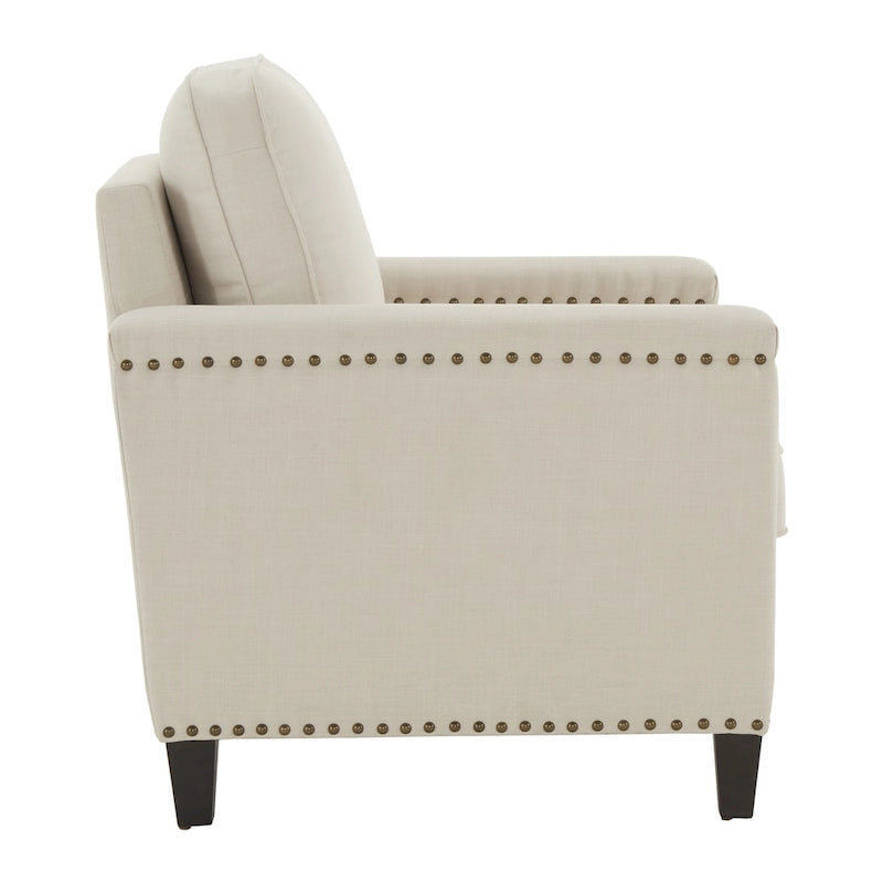 Chaise en tissu ivoire Stoddard avec clous décoratifs par iNSPIRE Q Artisan