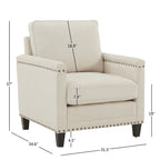 Chaise en tissu ivoire Stoddard avec clous décoratifs par iNSPIRE Q Artisan