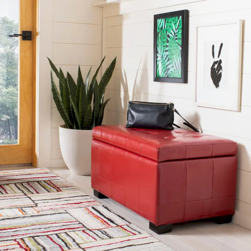 Banc de rangement Lissa Red Manhattan de SAFAVIEH - 30 x 18 x 17 - 30L x 18P x 17H