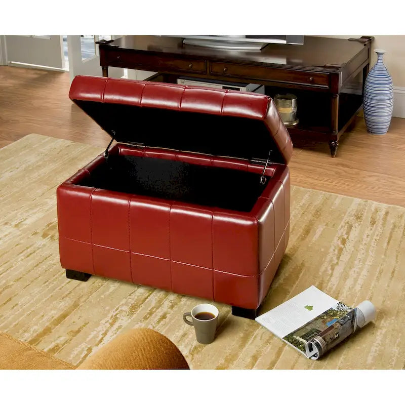 Banc de rangement Lissa Red Manhattan de SAFAVIEH - 30 x 18 x 17 - 30L x 18P x 17H
