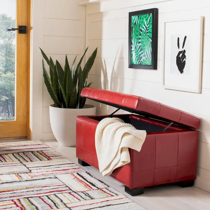 Banc de rangement Lissa Red Manhattan de SAFAVIEH - 30 x 18 x 17 - 30L x 18P x 17H