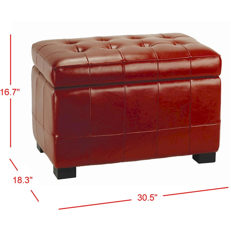 Banc de rangement Lissa Red Manhattan de SAFAVIEH - 30 x 18 x 17 - 30L x 18P x 17H